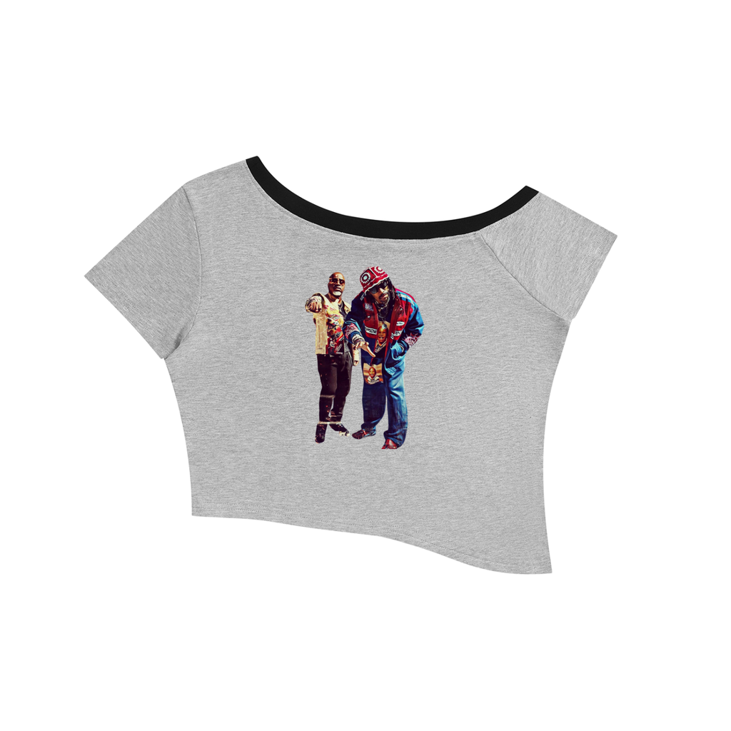 Women's Color Block Off-the-Shoulder T-Shirt