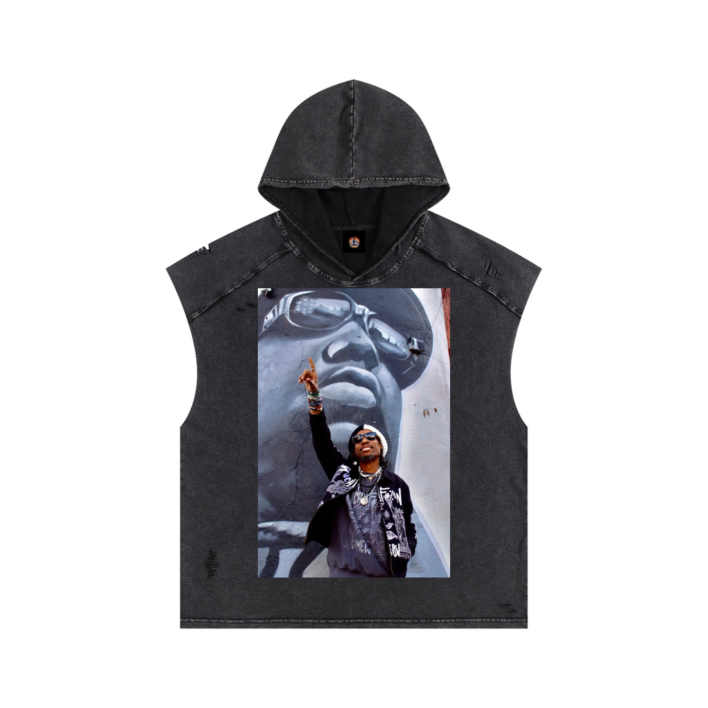 Snow Washed Boxy Hooded Tank Top