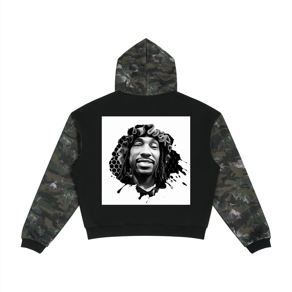 Unisex Colorblock Camo Full Zip Boxy Hoodie