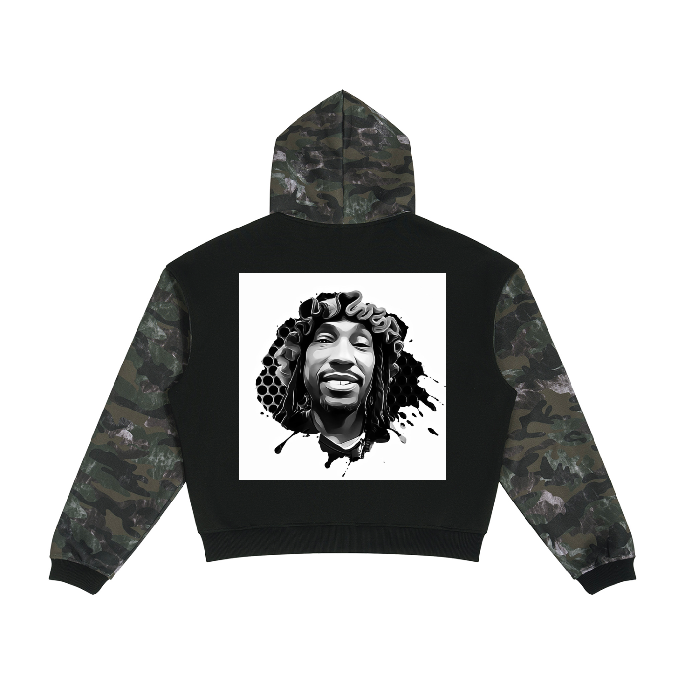 Unisex Colorblock Camo Full Zip Boxy Hoodie