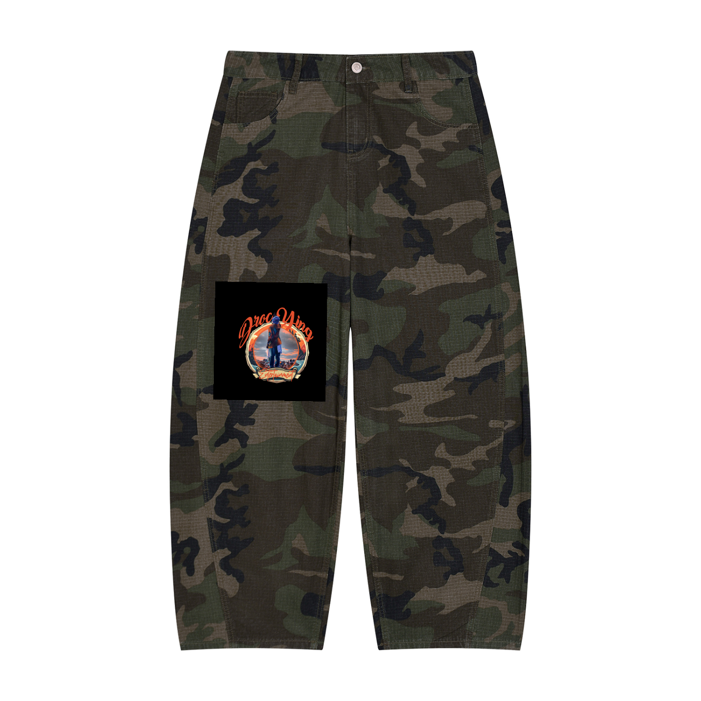 Men’s Camo Barrel Leg Cargo Pants
