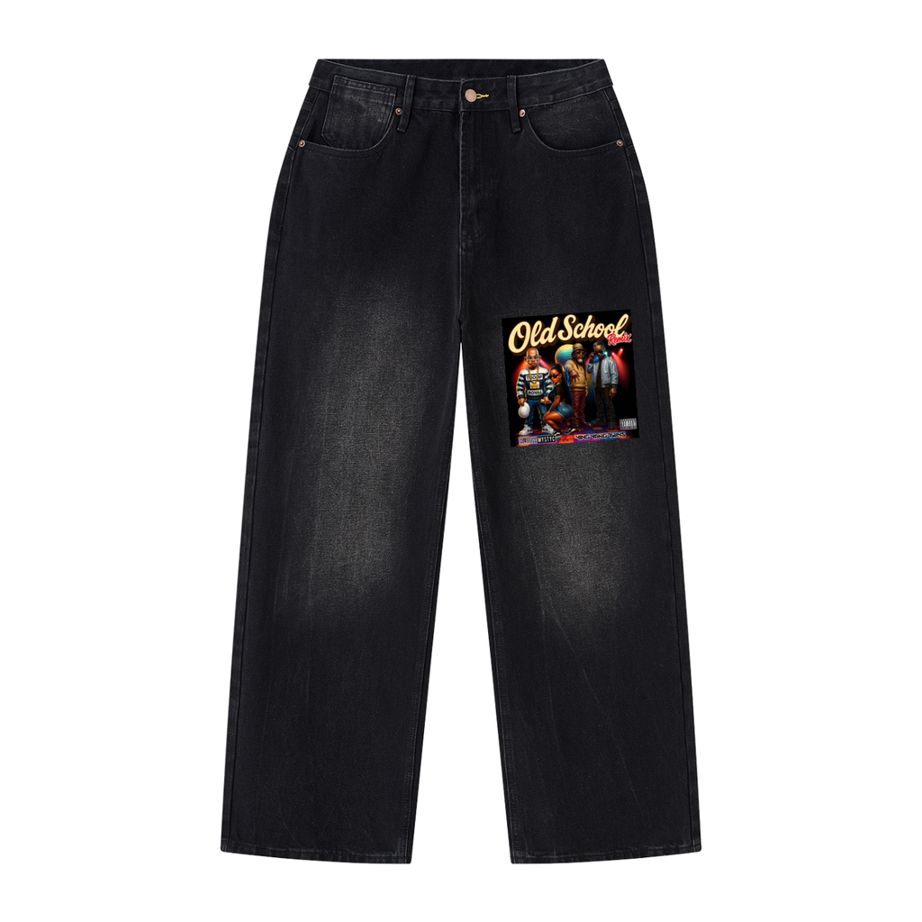 Men's Vintage Wash Wide Leg Jeans