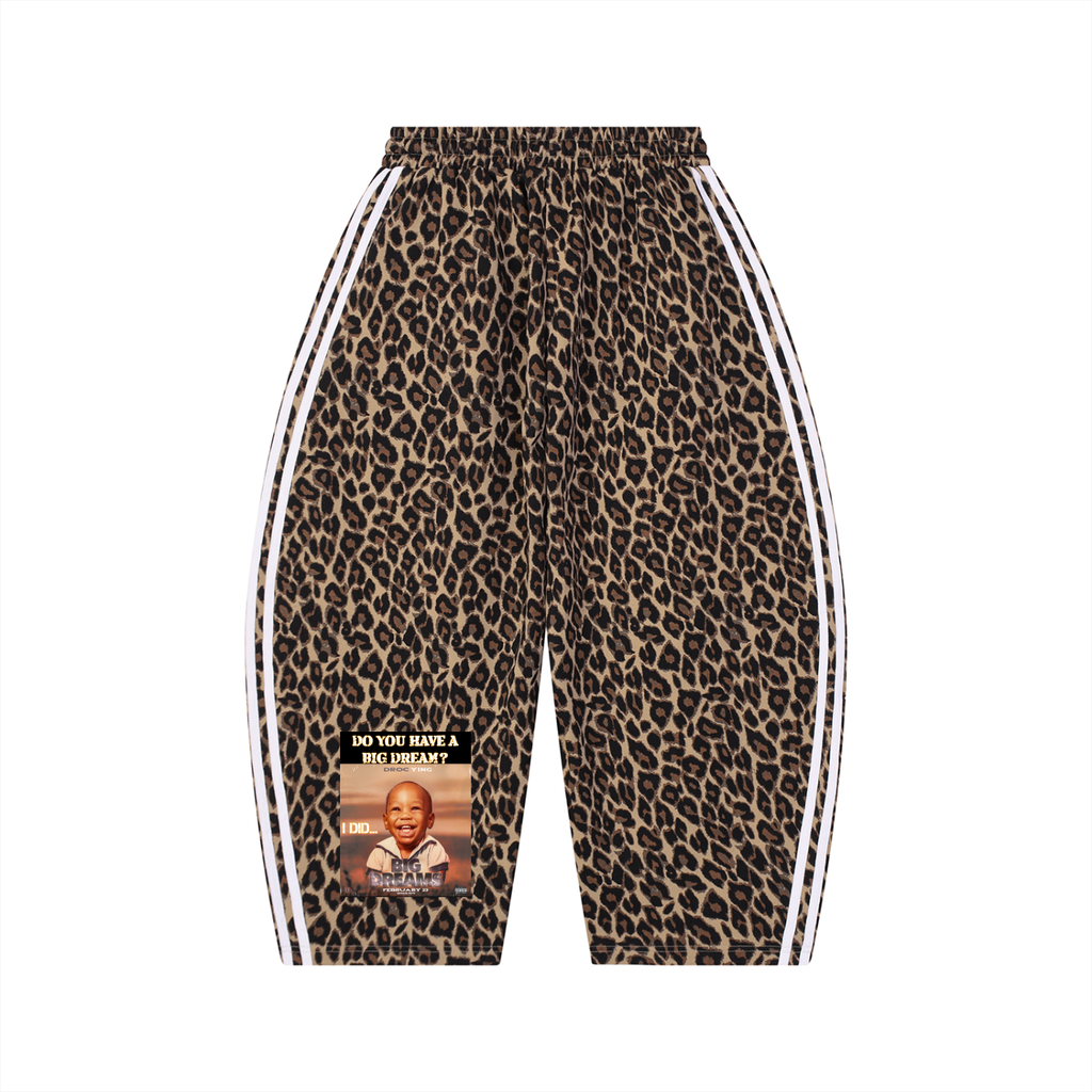Unisex Leopard Barrel Leg Sweatpants